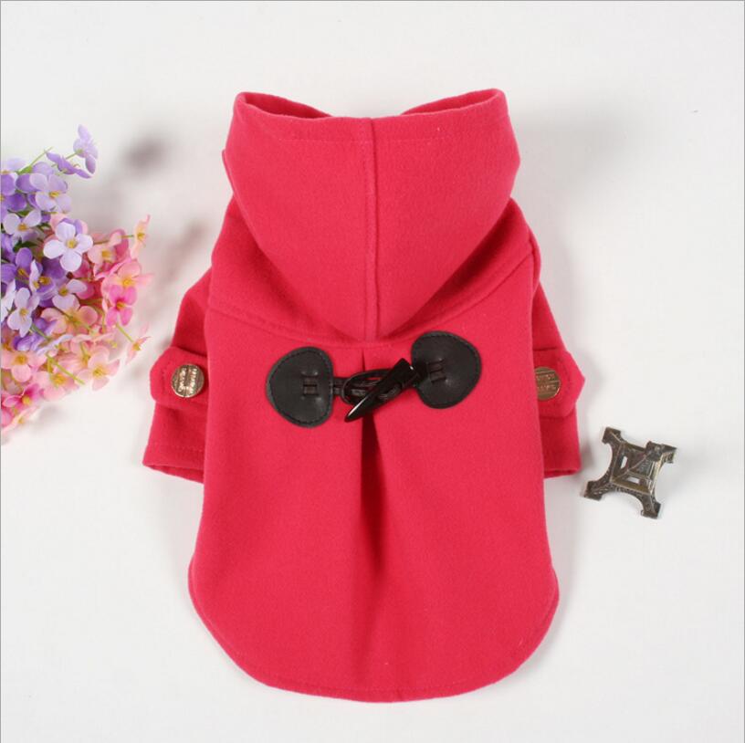 KFX-3170365 Hooded Double-Sided Cotton Trench Coat for Small Dogs - Classic British Style