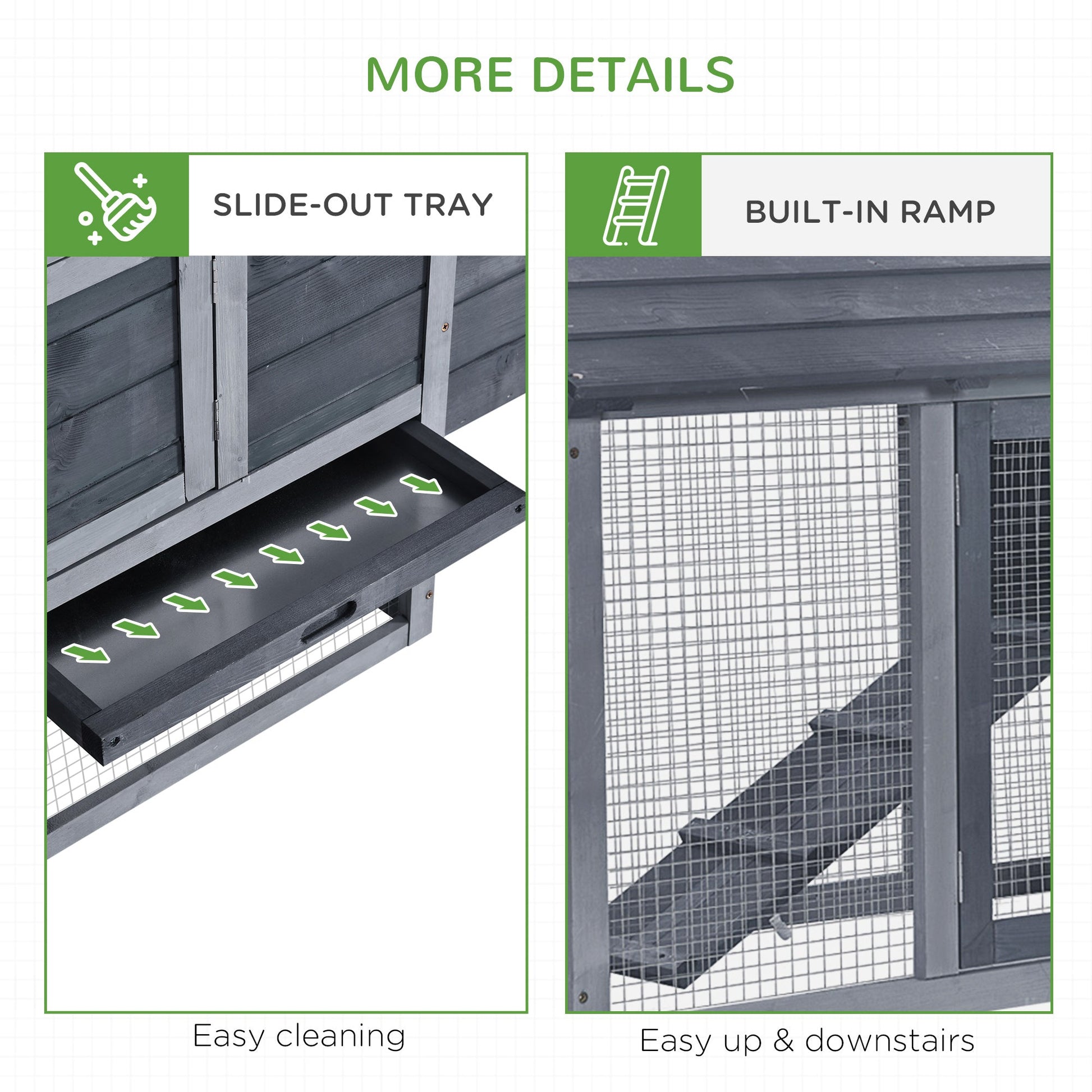 KFX-3171645 Compact Wooden Chicken Coop with Nesting Box, Removable Tray and Multiple Access Points in Gray