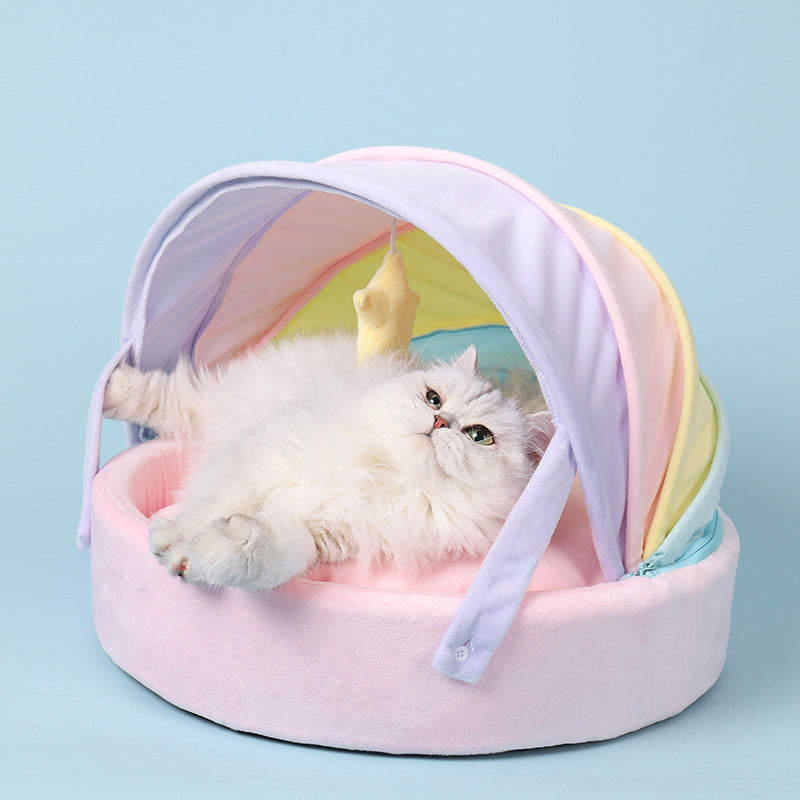KFX-3172029 Rainbow Dual-Purpose Soft Pet Sleeping Mat for Cats and Dogs