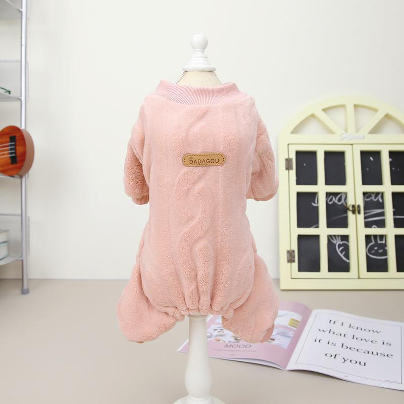 KFX-3172413 Cozy Coral Velvet Four-Leg Jacket for Cats and Dogs, Autumn & Winter Wear, Pink