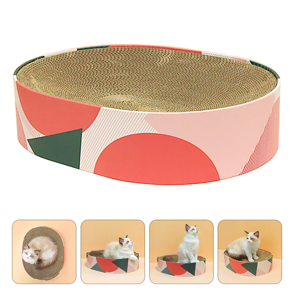 KFX-3173949 Oval Corrugated Cat Scratch Board for Claw Grinding and Play