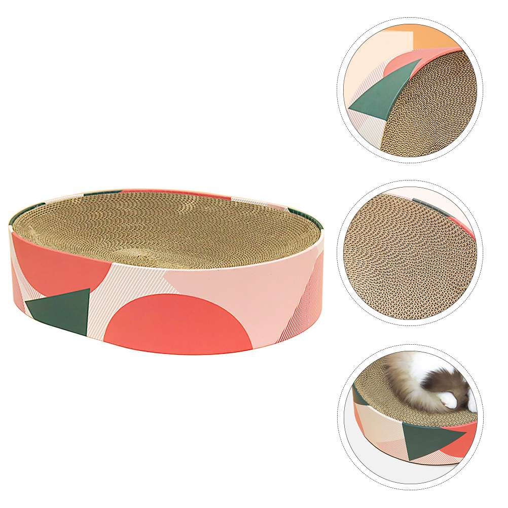 KFX-3173949 Oval Corrugated Cat Scratch Board for Claw Grinding and Play