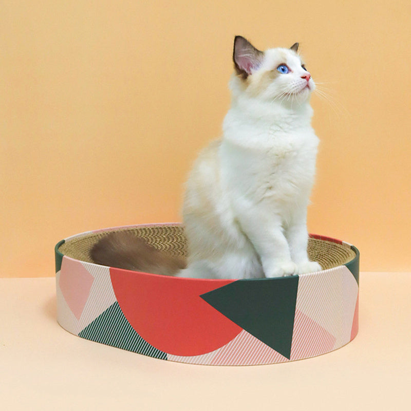 KFX-3173949 Oval Corrugated Cat Scratch Board for Claw Grinding and Play