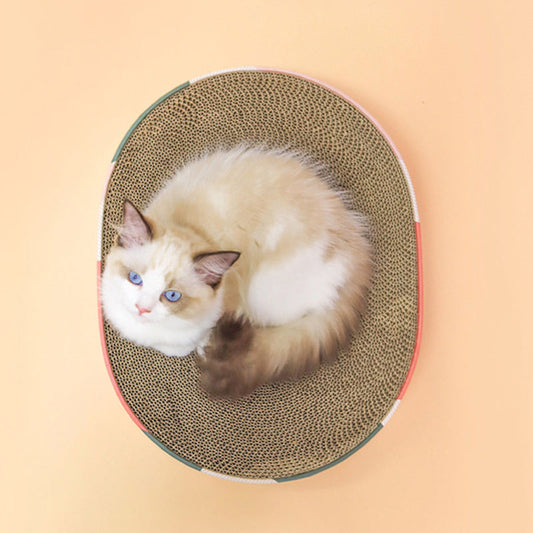 KFX-3173949 Oval Corrugated Cat Scratch Board for Claw Grinding and Play