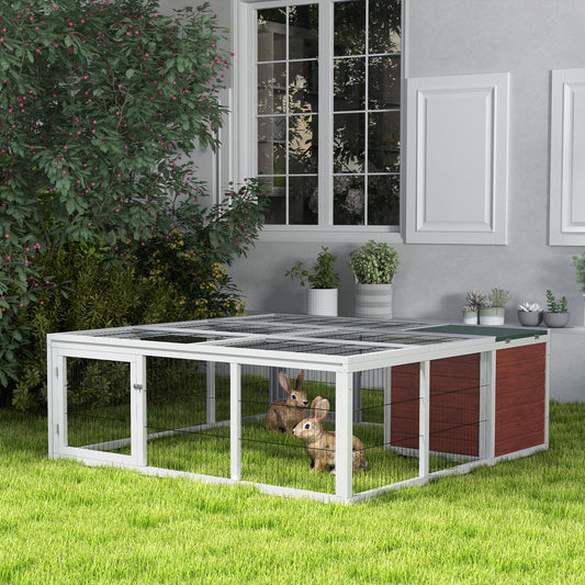 KFX-3177405 64" Wooden Outdoor Rabbit Hutch with Enclosed Run and Weather-Resistant Design