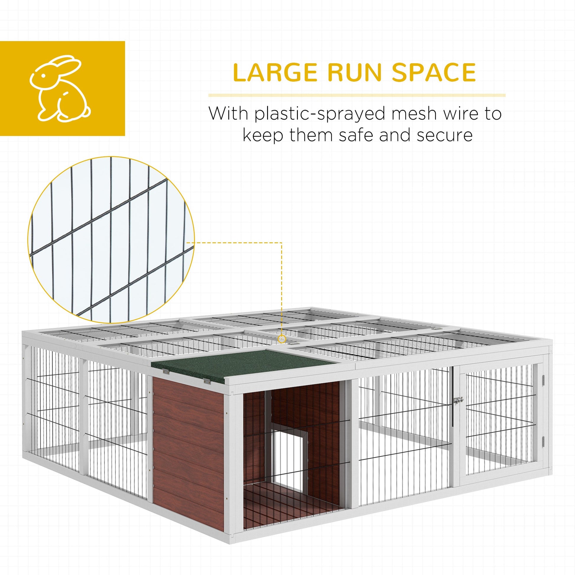 KFX-3177405 64" Wooden Outdoor Rabbit Hutch with Enclosed Run and Weather-Resistant Design