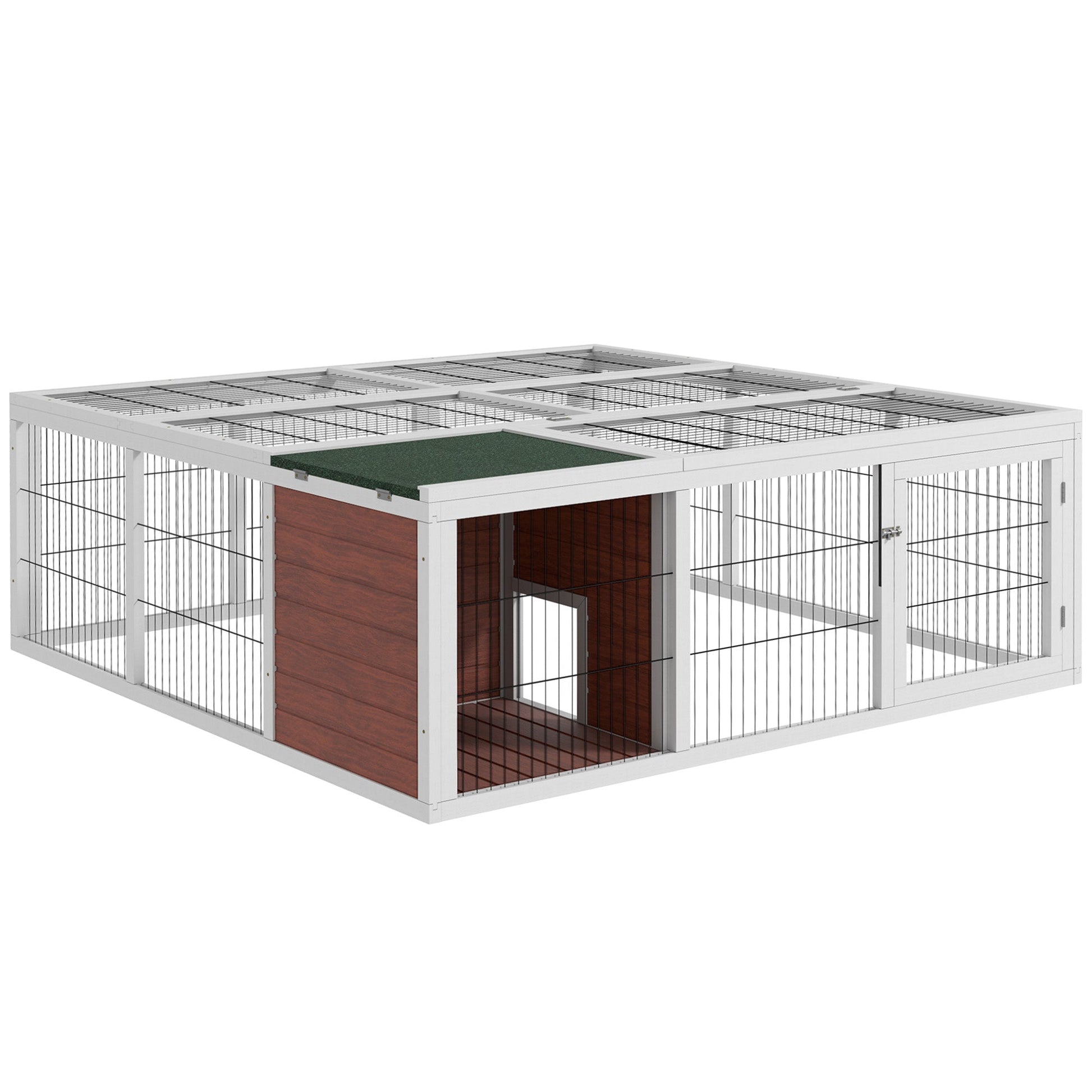 KFX-3177405 64" Wooden Outdoor Rabbit Hutch with Enclosed Run and Weather-Resistant Design