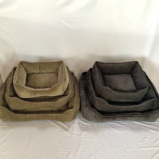 KFX-3177789 Cozy Corduroy Cat Nest in Black and Khaki – Available in Three Sizes