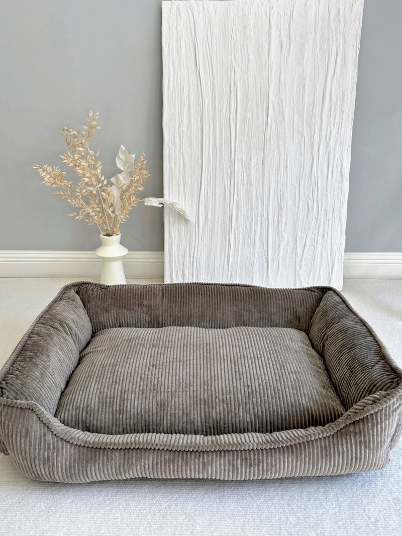 KFX-3177789 Cozy Corduroy Cat Nest in Black and Khaki – Available in Three Sizes