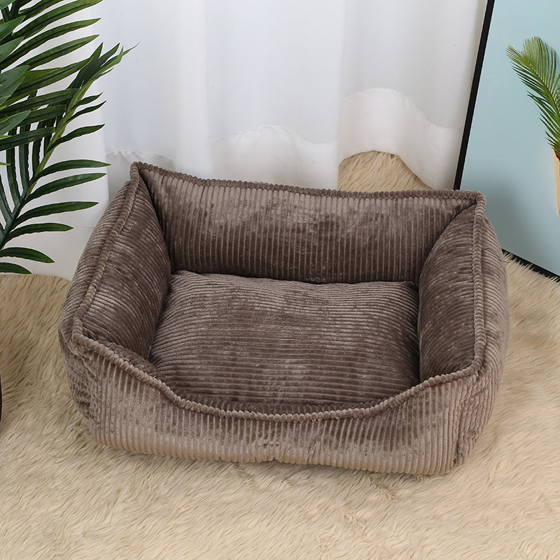 KFX-3177789 Cozy Corduroy Cat Nest in Black and Khaki – Available in Three Sizes