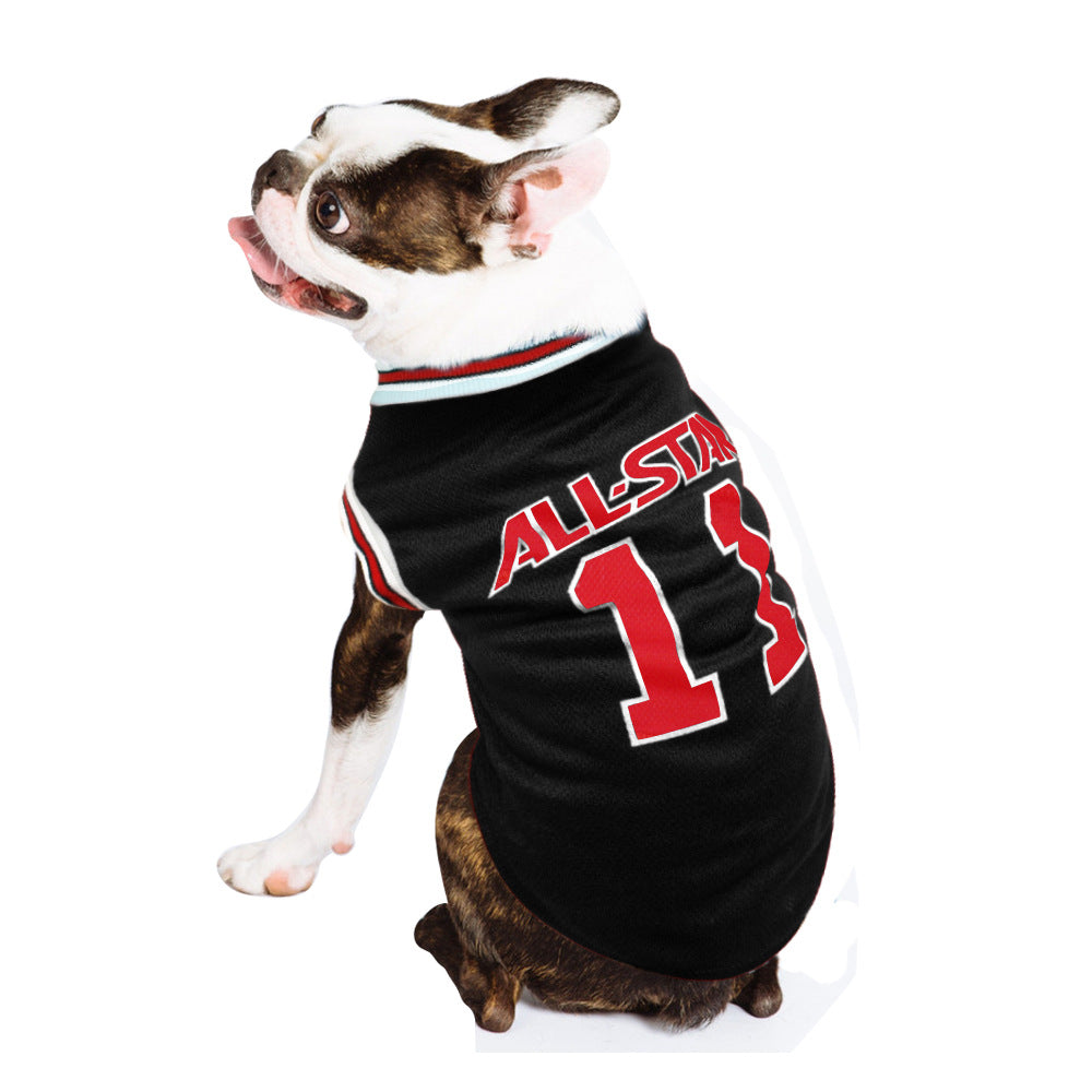 KFX-3179325 Casual Cotton Dog Vest for Spring and Summer, Available in Black and Red, Multiple Sizes