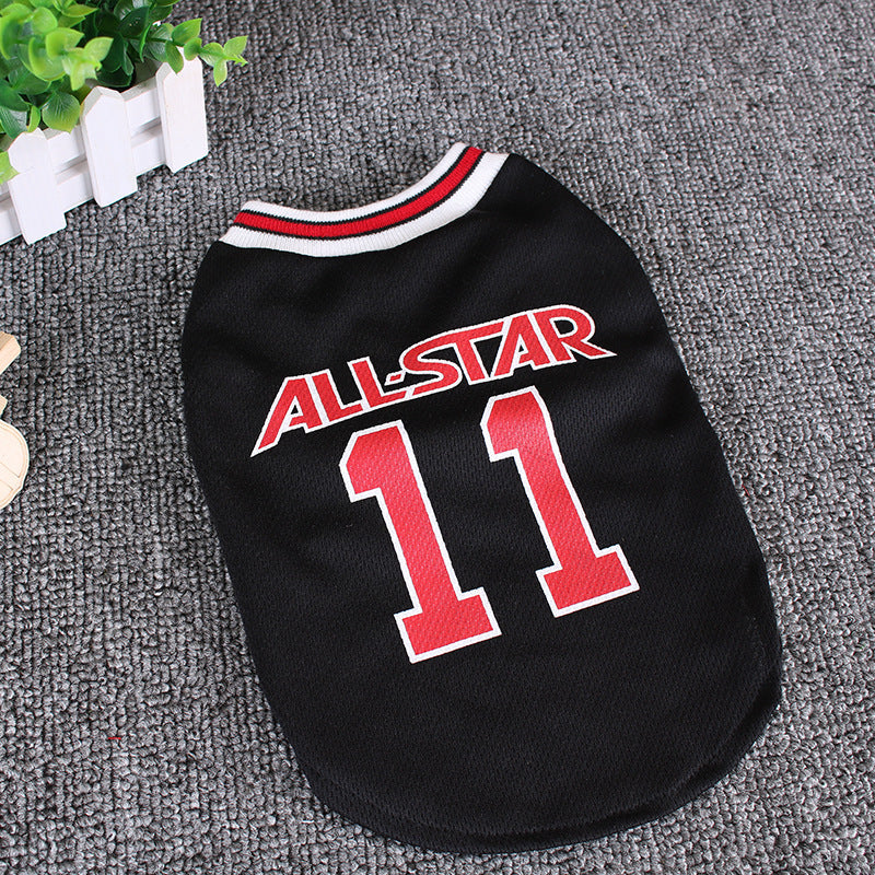 KFX-3179325 Casual Cotton Dog Vest for Spring and Summer, Available in Black and Red, Multiple Sizes