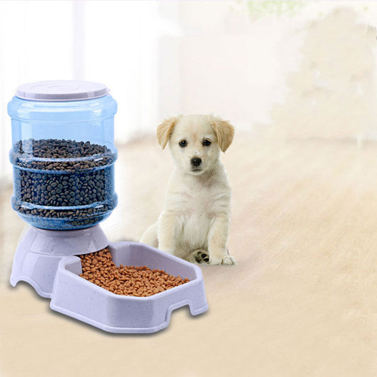 KFX-3179581 Gray Automatic Pet Feeder and Water Fountain Combo for Convenient Pet Care