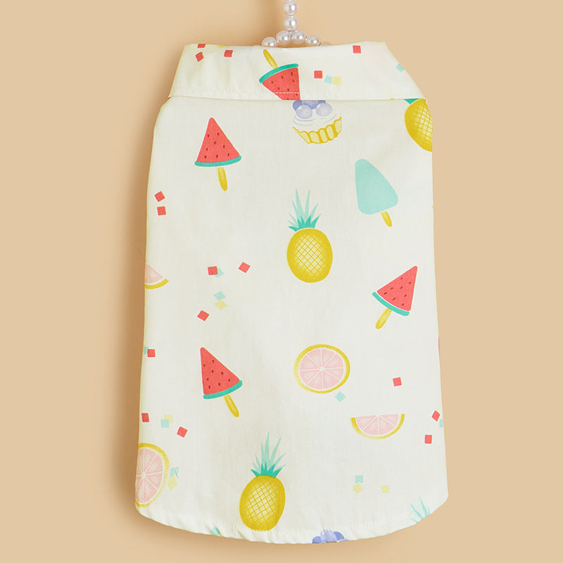 KFX-3180093 Watermelon Fruit Print Cotton Dog Shirt - Multi-Size Pet Apparel
