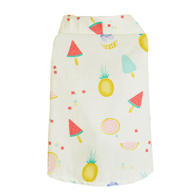 KFX-3180093 Watermelon Fruit Print Cotton Dog Shirt - Multi-Size Pet Apparel