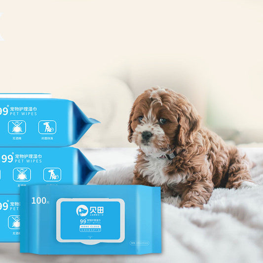 KFX-3181373 Tear-Free Pet Wipes for Dogs and Cats - 100 Antibacterial Non-Woven Fabric Wipes