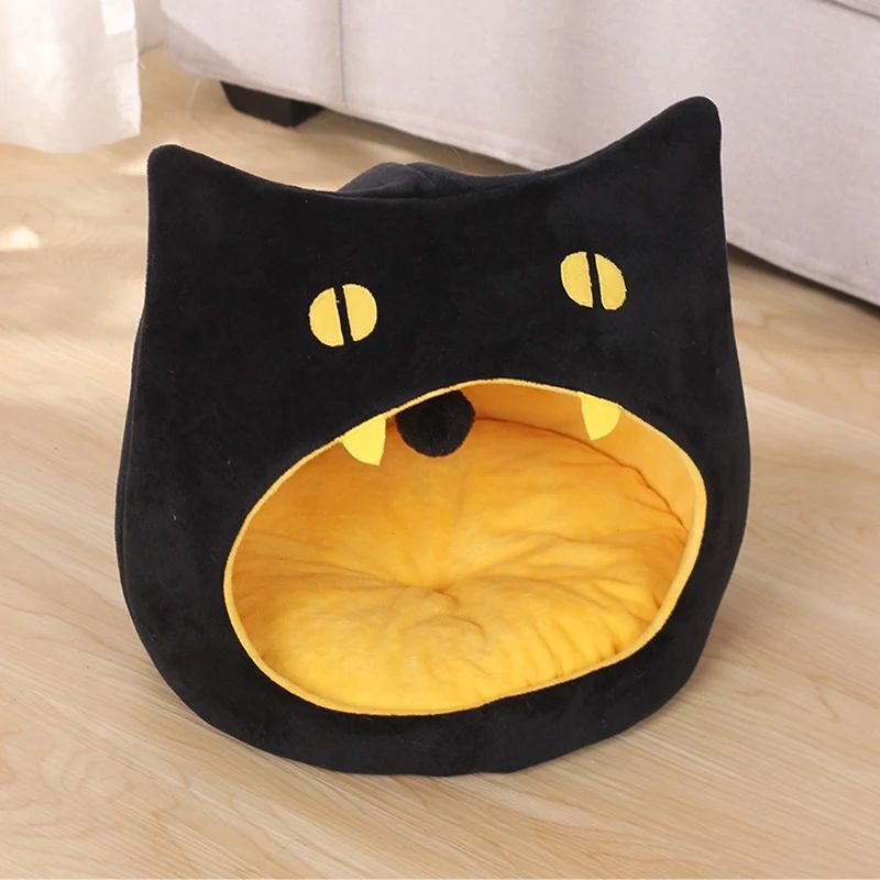 KFX-3183549 Cozy Cat-Shaped Bed with Plush Material for Small Dogs and Kittens, Washable and Travel-Friendly
