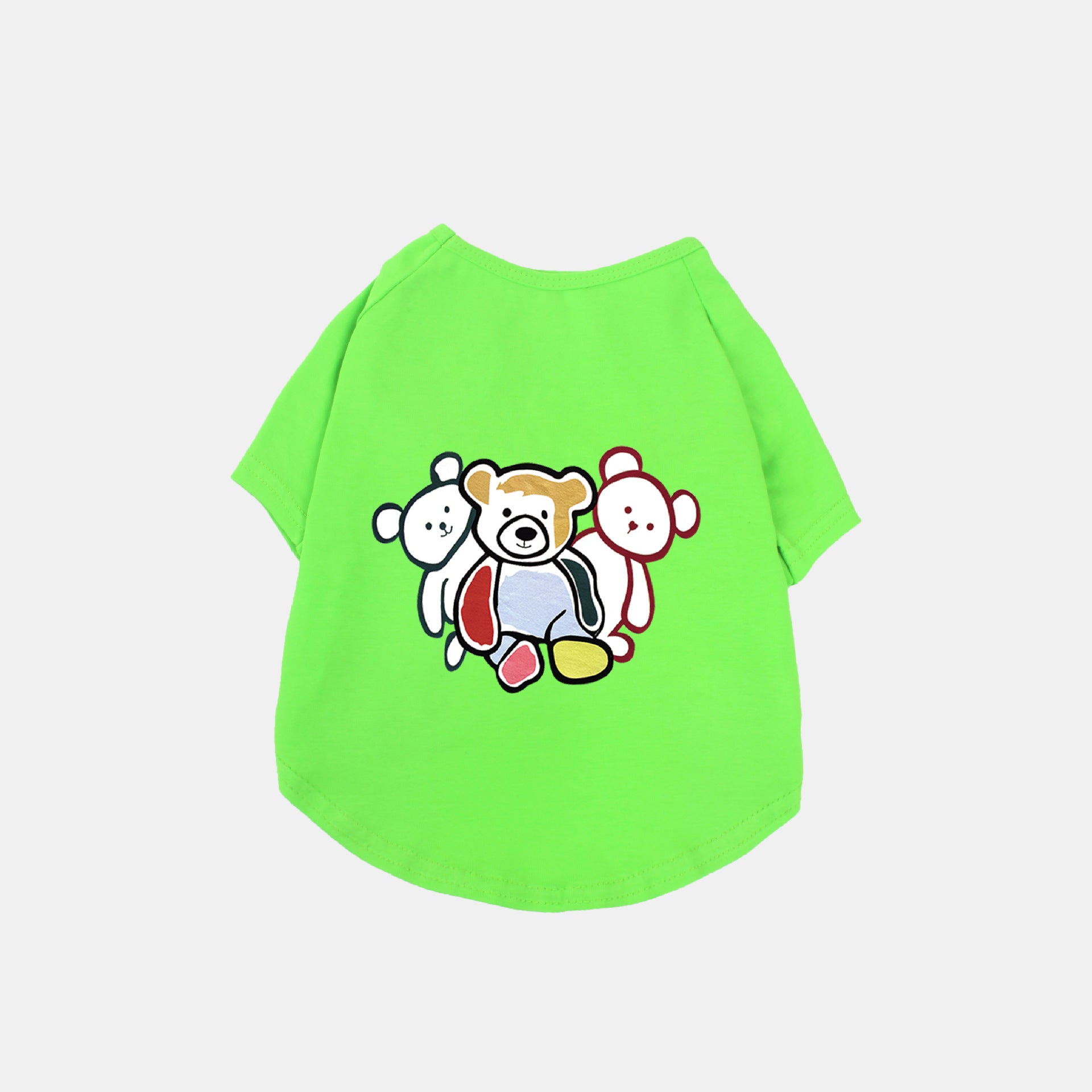 KFX-3184061 Cute Black and White Cotton T-Shirt for Pets with Three Bears Design, Casual Style