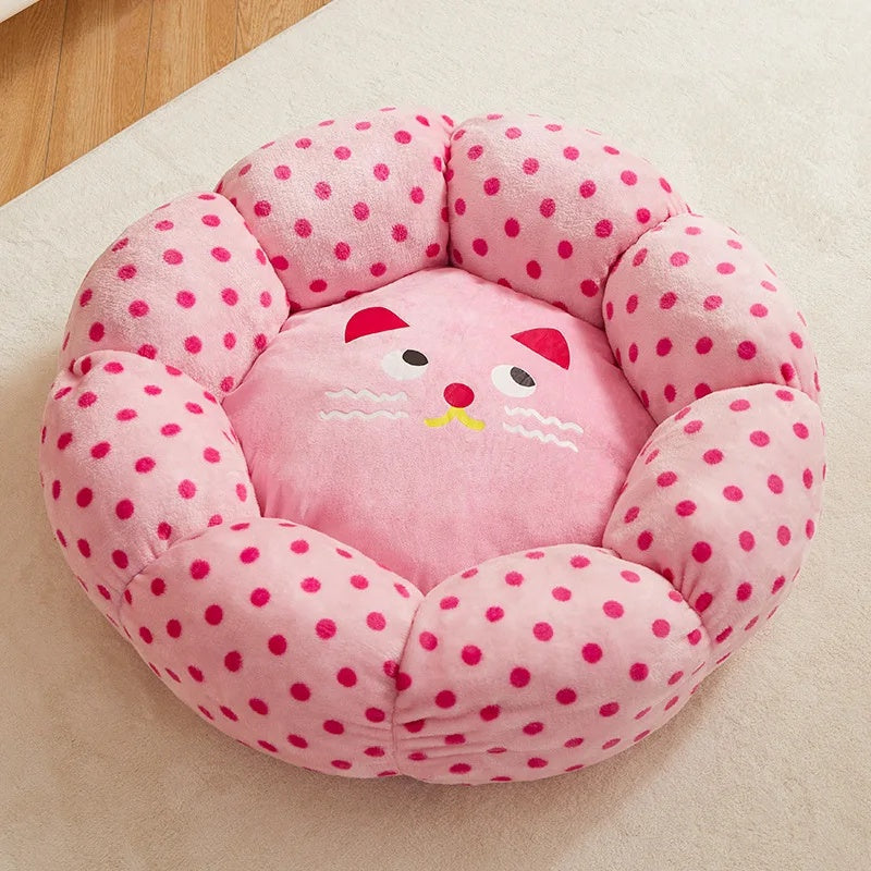 KFX-3186749 New Pink Dot Cozy Cat Nest Bed - Fabric, 45cm for Pets up to 8 lbs, 65cm for Pets up to 20 lbs