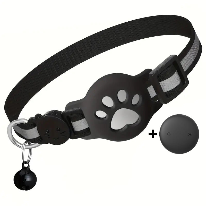 KFX-3187261 Reflective Cartoon Footprints Pet Cat Locator Collar - Durable Nylon for All Seasons