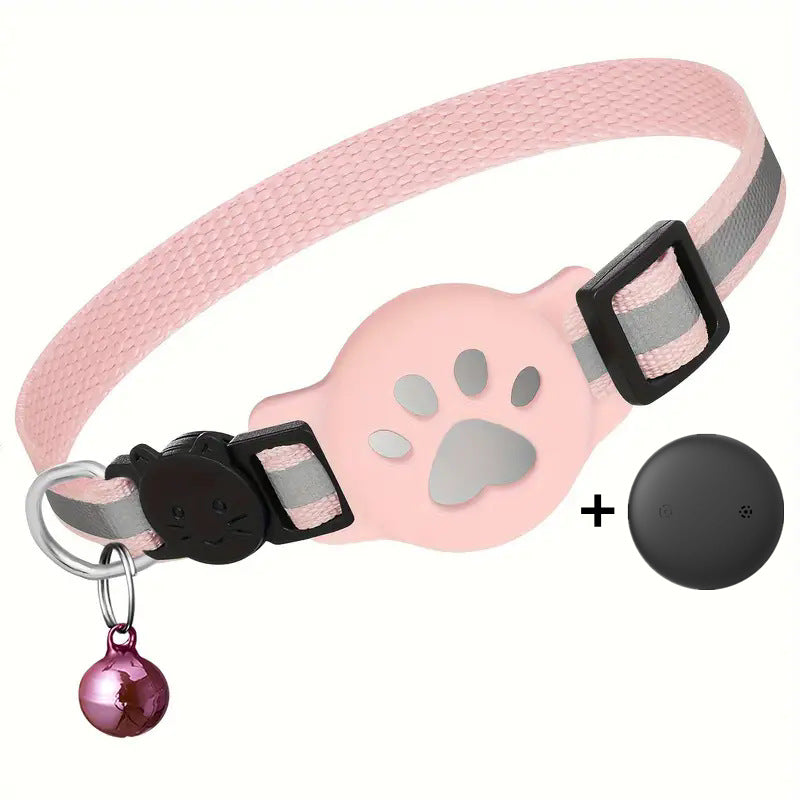 KFX-3187261 Reflective Cartoon Footprints Pet Cat Locator Collar - Durable Nylon for All Seasons