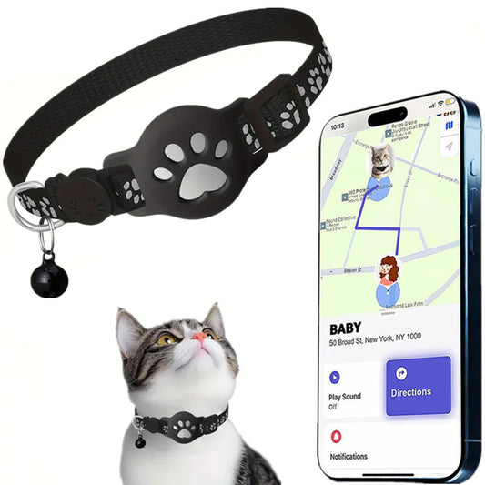 KFX-3187261 Reflective Cartoon Footprints Pet Cat Locator Collar - Durable Nylon for All Seasons