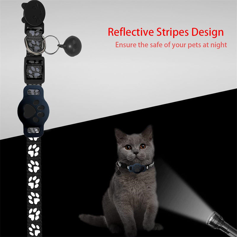 KFX-3187261 Reflective Cartoon Footprints Pet Cat Locator Collar - Durable Nylon for All Seasons
