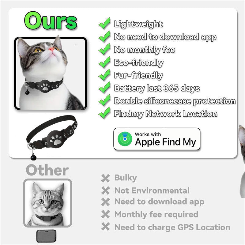 KFX-3187261 Reflective Cartoon Footprints Pet Cat Locator Collar - Durable Nylon for All Seasons