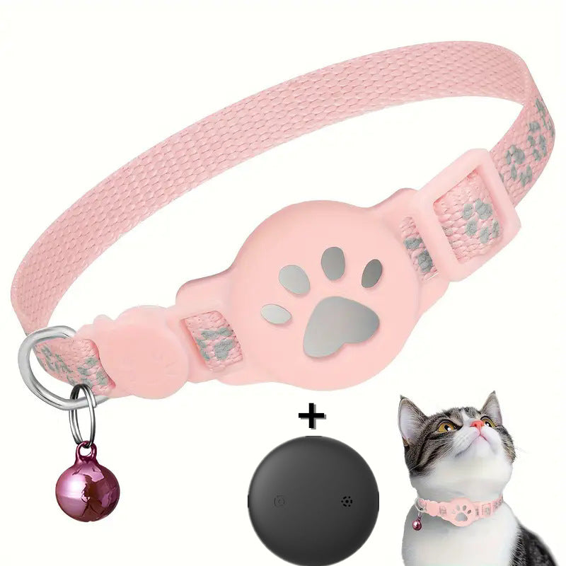 KFX-3187261 Reflective Cartoon Footprints Pet Cat Locator Collar - Durable Nylon for All Seasons