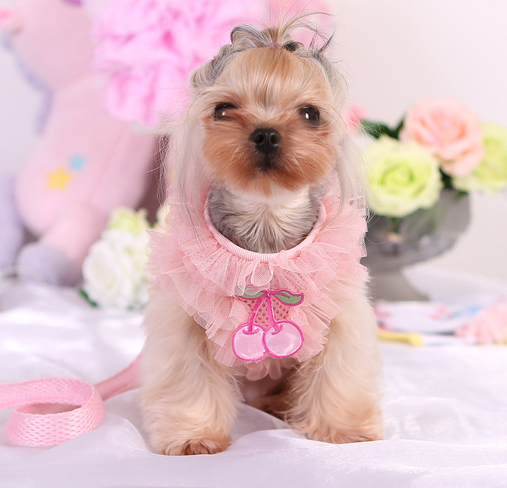 KFX-3188541 Cute Lace Chest Back Dog Leash – Breathable Mesh in Pink and Purple, Multiple Sizes Available