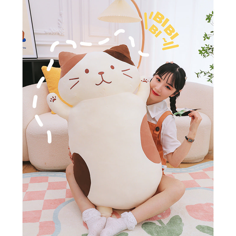 KFX-3188925 Cute Cheese Cat Plush Toy Doll - Large Velvet Sleeping Pillow for Youth
