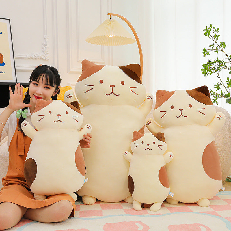 KFX-3188925 Cute Cheese Cat Plush Toy Doll - Large Velvet Sleeping Pillow for Youth