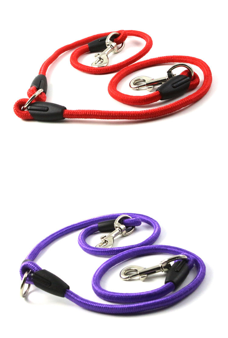 KFX-3189053 Pet Double-Ended Traction Rope for Small Dogs - Cotton and Nylon, 110 cm Length, Red Purple