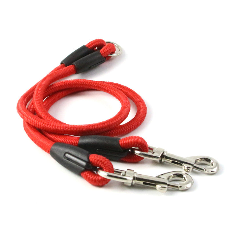 KFX-3189053 Pet Double-Ended Traction Rope for Small Dogs - Cotton and Nylon, 110 cm Length, Red Purple