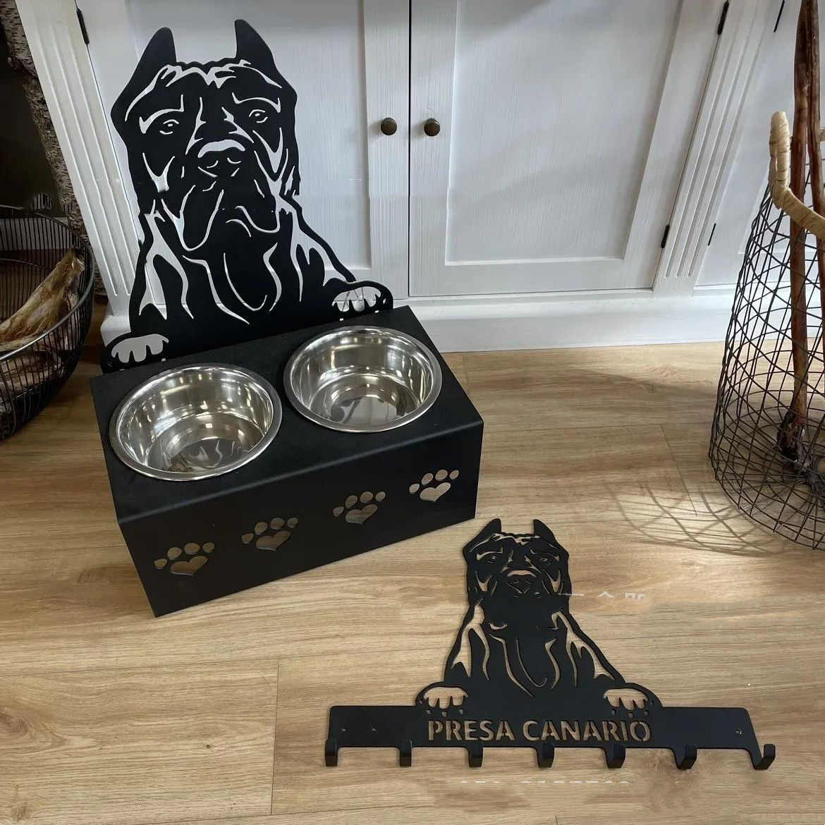 KFX-3189437 Personalized 304 Stainless Steel Dog Bowl Holder with Iron Base