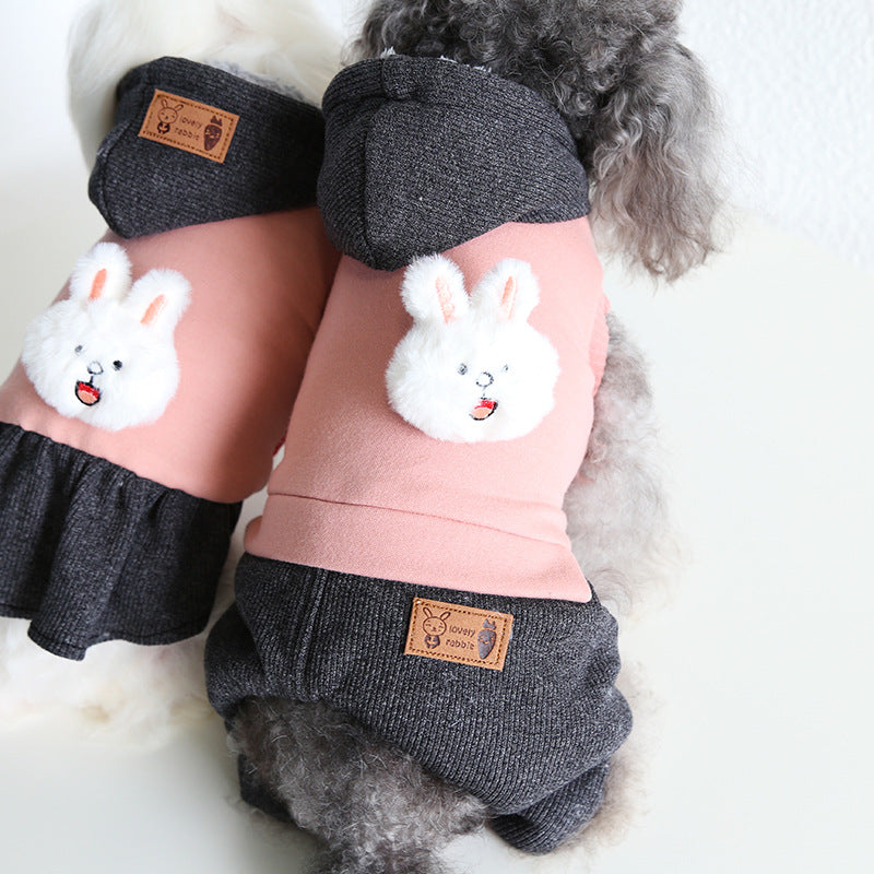 KFX-3189821 Casual Pet Dog Clothes in Skirt Styles: Black, Gray, Rabbit, Sizes XS-XL