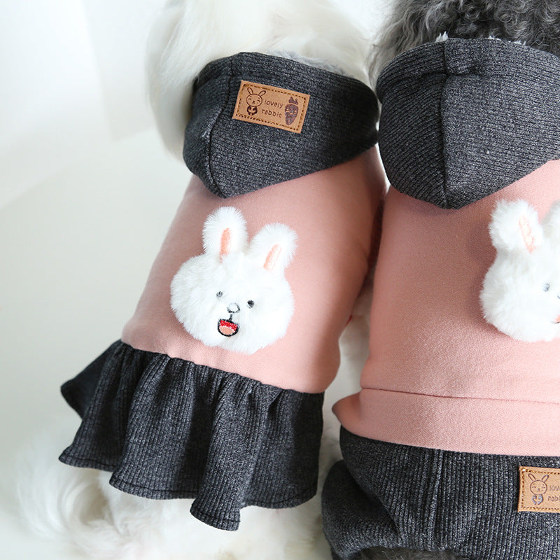KFX-3189821 Casual Pet Dog Clothes in Skirt Styles: Black, Gray, Rabbit, Sizes XS-XL