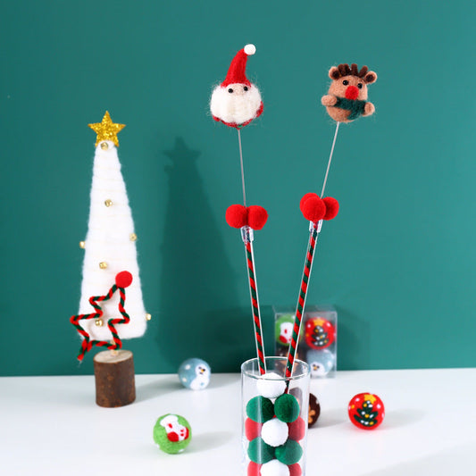 KFX-3190077 Cat Toy Wand with Bells - 45 cm PVC Stick for Engaging Playtime