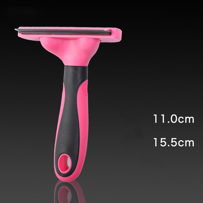 KFX-3190845 Ergonomic Pet Grooming Comb for Dogs and Cats - Stainless Steel, Non-Slip Handle, Blue/Pink