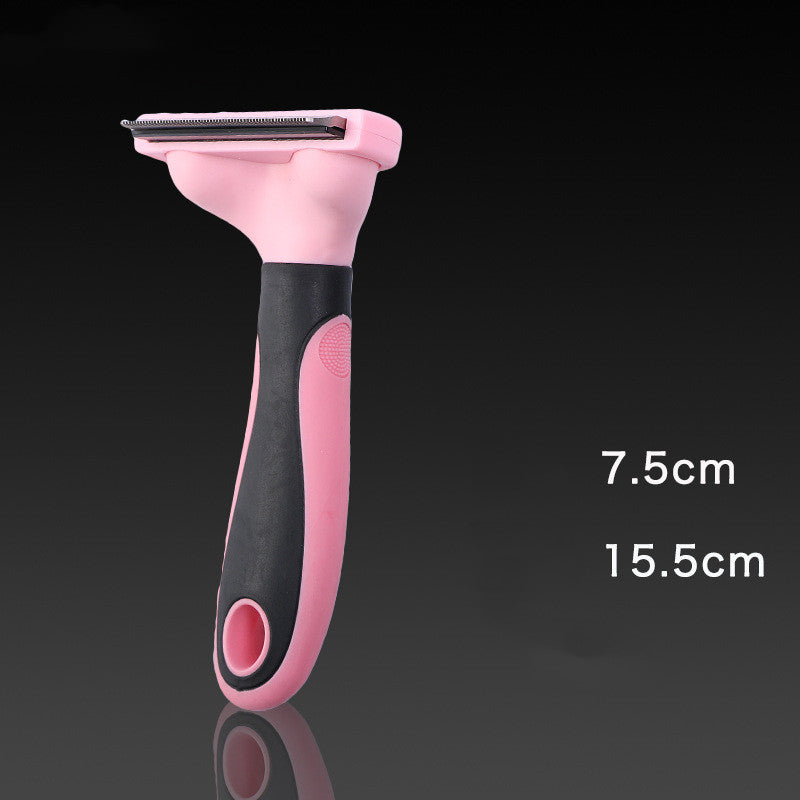 KFX-3190845 Ergonomic Pet Grooming Comb for Dogs and Cats - Stainless Steel, Non-Slip Handle, Blue/Pink