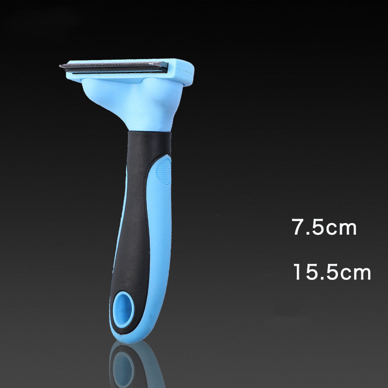 KFX-3190845 Ergonomic Pet Grooming Comb for Dogs and Cats - Stainless Steel, Non-Slip Handle, Blue/Pink