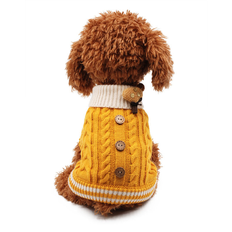 KFX-3193021 Fashionable Button Dog Sweater in Pink, Yellow, and Blue for All Sizes
