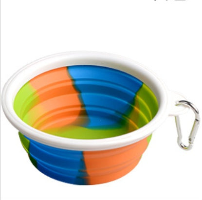 KFX-3195197 Foldable Camouflage Silicone Dog Food Bowl - Portable & Compact Design