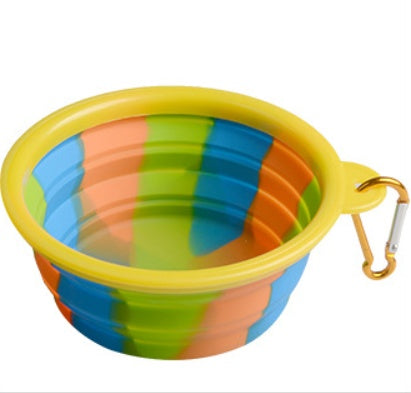 KFX-3195197 Foldable Camouflage Silicone Dog Food Bowl - Portable & Compact Design