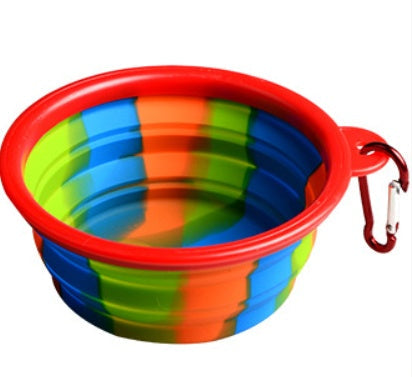 KFX-3195197 Foldable Camouflage Silicone Dog Food Bowl - Portable & Compact Design
