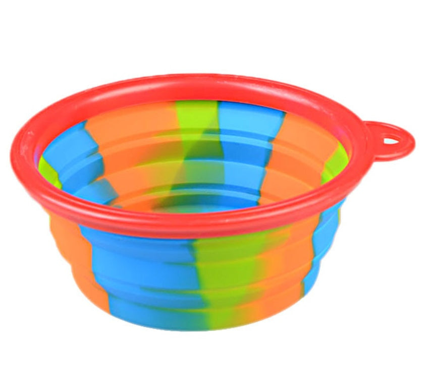 KFX-3195197 Foldable Camouflage Silicone Dog Food Bowl - Portable & Compact Design