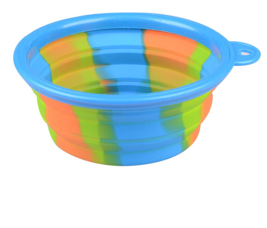 KFX-3195197 Foldable Camouflage Silicone Dog Food Bowl - Portable & Compact Design