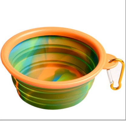 KFX-3195197 Foldable Camouflage Silicone Dog Food Bowl - Portable & Compact Design