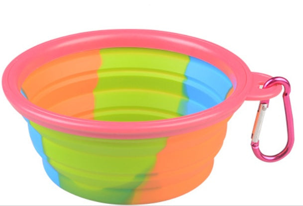 KFX-3195197 Foldable Camouflage Silicone Dog Food Bowl - Portable & Compact Design