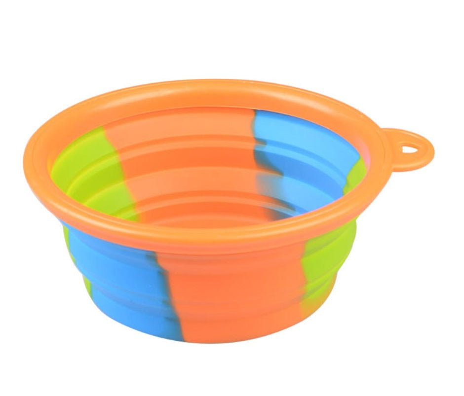 KFX-3195197 Foldable Camouflage Silicone Dog Food Bowl - Portable & Compact Design